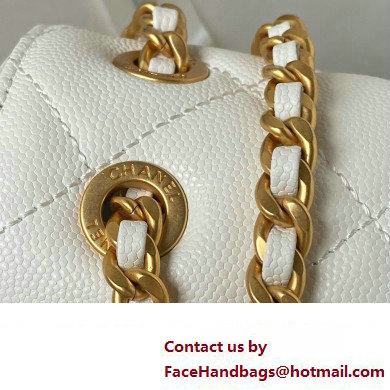 Chanel Grained Calfskin  &  Gold-Tone Metal Chain Flap Bag AS4489 White 2023